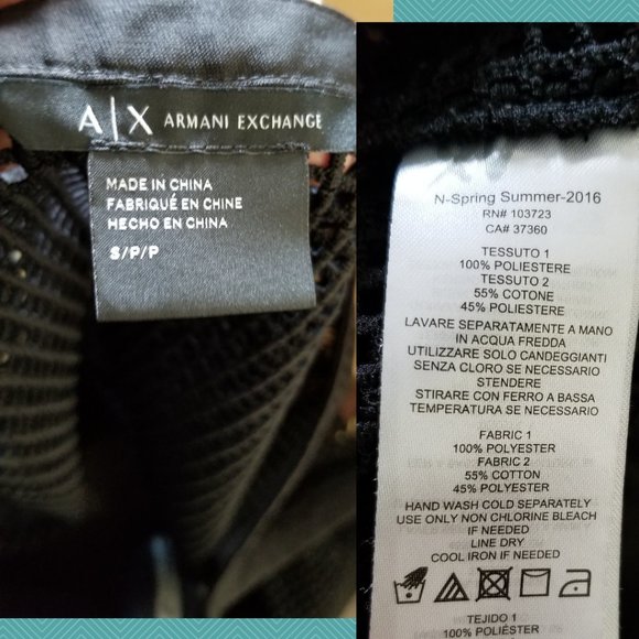 Armani Exchange Black Open Front Mesh Vest - Picture 6 of 6